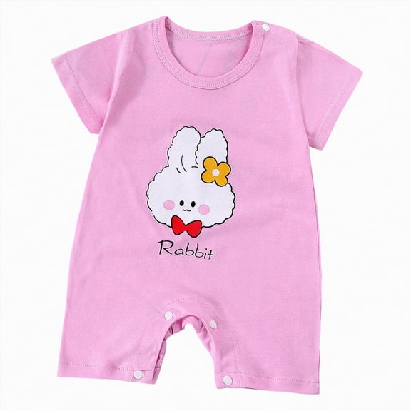TOWED22 Newborn Baby Boy Girl Romper Short Sleeve Print Jumpsuit Short Overalls Summer Clothes Hot Pink,0-6 M