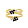 thumbnail image 1 of Round & Baguette Shape Black & White Cubic Zirconia Enhancer Guard Ring 10k Yellow Gold Ring Size - 6, 1 of 3