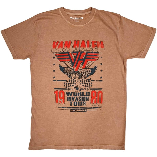 Van Halen - Camiseta World Invasion Efecto Envejecido para Adultos Unisex (Rosa)