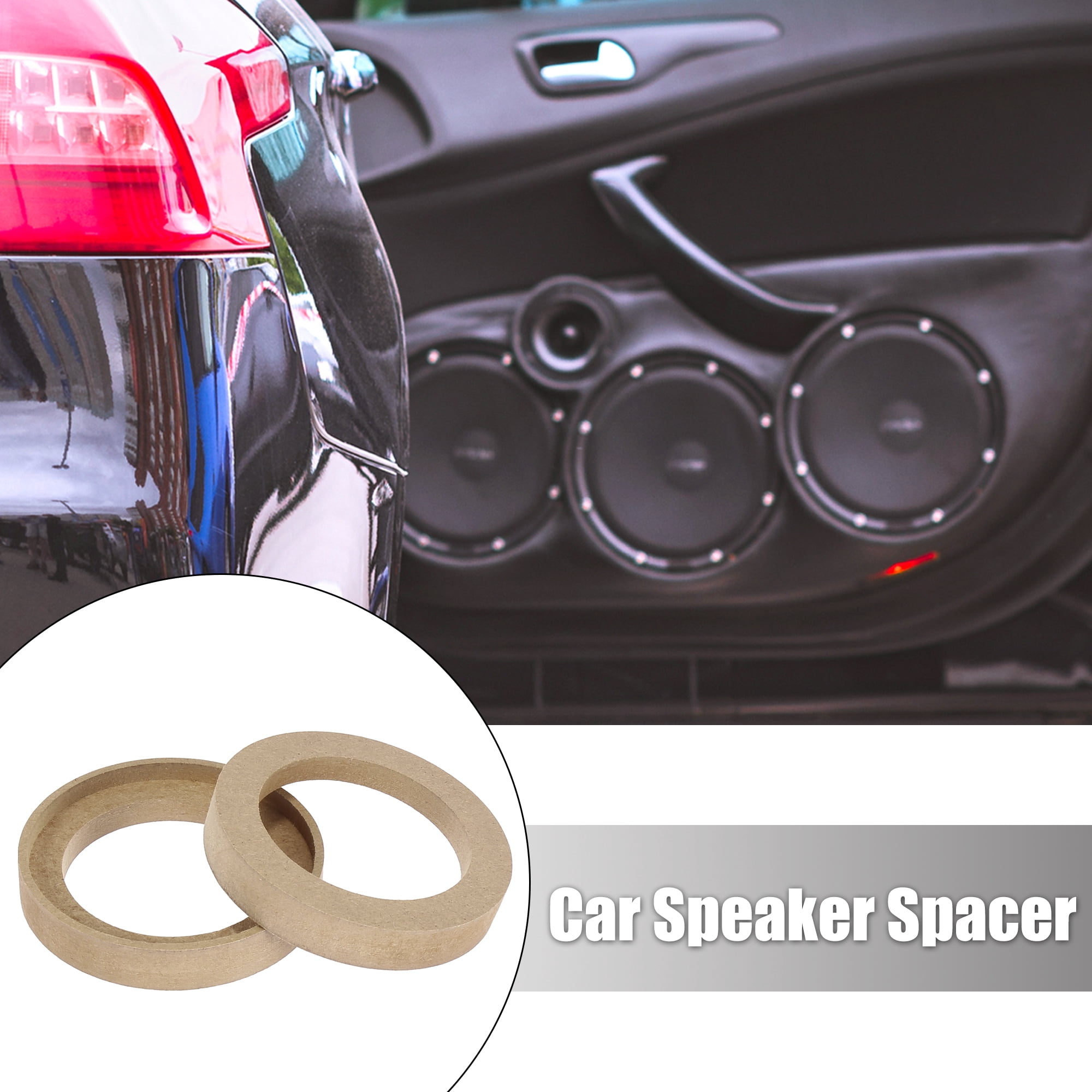 Unique Bargains 2Pcs Car Speaker Ring Adaptor Brackets Recess Bezel Plate Wood 3"