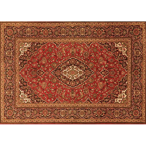 Ahgly Company Indoor Rectangle Medallion Orange Traditional Area Rugs, 4' x 6'