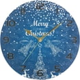 thumbnail image 5 of GZHJMY Merry Christmas Blue Wall Clock, Silent Non Ticking Battery Operated Creative Decorative Round PVC Clock for Kitchen, Living Room, Bathroom, Home School Office Decor, 10 Inch, 5 of 7