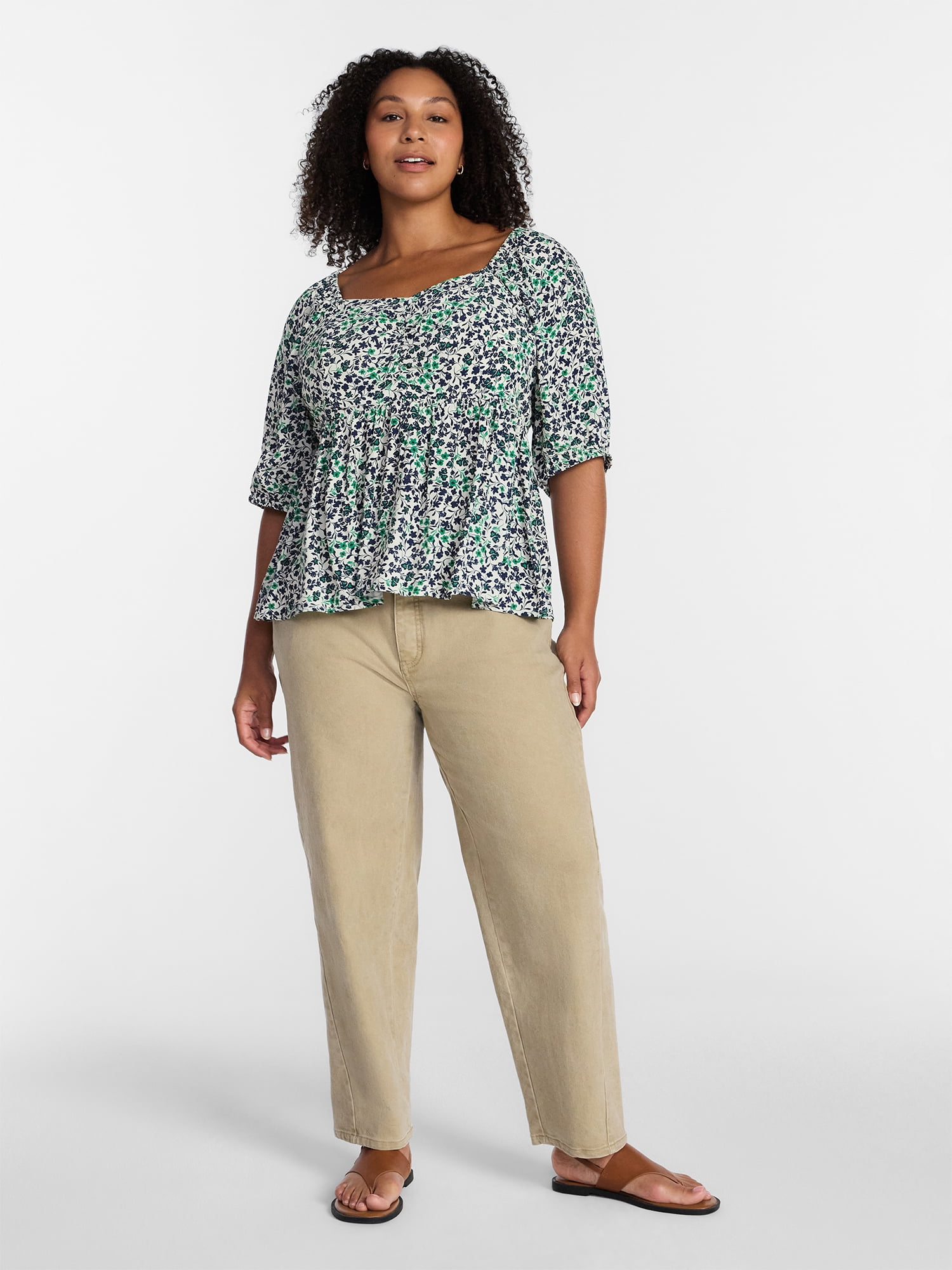 Terra and Sky Women's Plus Peplum Sweetheart Top , Sizes 0X - 5X