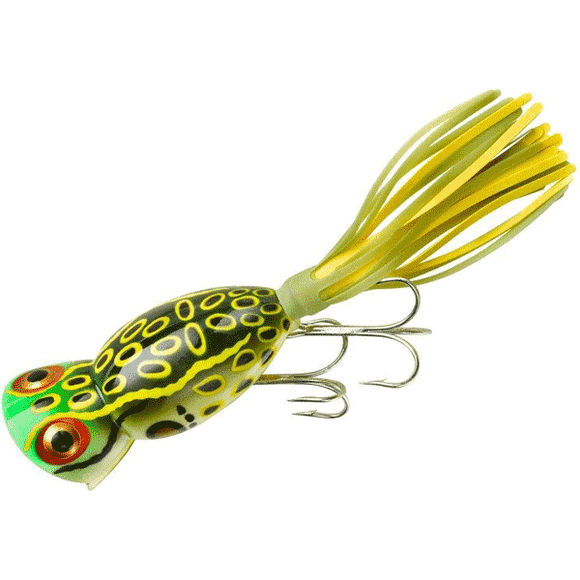 Arbogast Hula Popper Fishing Lure-2 1/4 in-Cricket Frog - Chartreuse/White Skirt