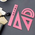 thumbnail image 1 of Feltree Metal Ruler Set, Aluminum Alloy Hollow Design Geometric Stencil with Straight Ruler, Protractor, Triangle Rulers for Student School Supplies, Geometry Math Drafting Tools, Gift Box, 1 of 8