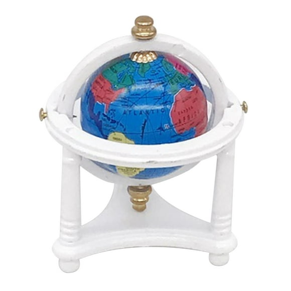 1/12 Scale World Globe With Wooden Stand, Mini Globe For Doll House Desktop Display Decoration Whit