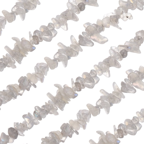 Uxcell 32 pulgadas 3-5 mm hebra de piedras preciosas de labradorita natural, chips libres, piedras sueltas irregulares perforadas para hacer joyas, suministros de manualidades (Gris)