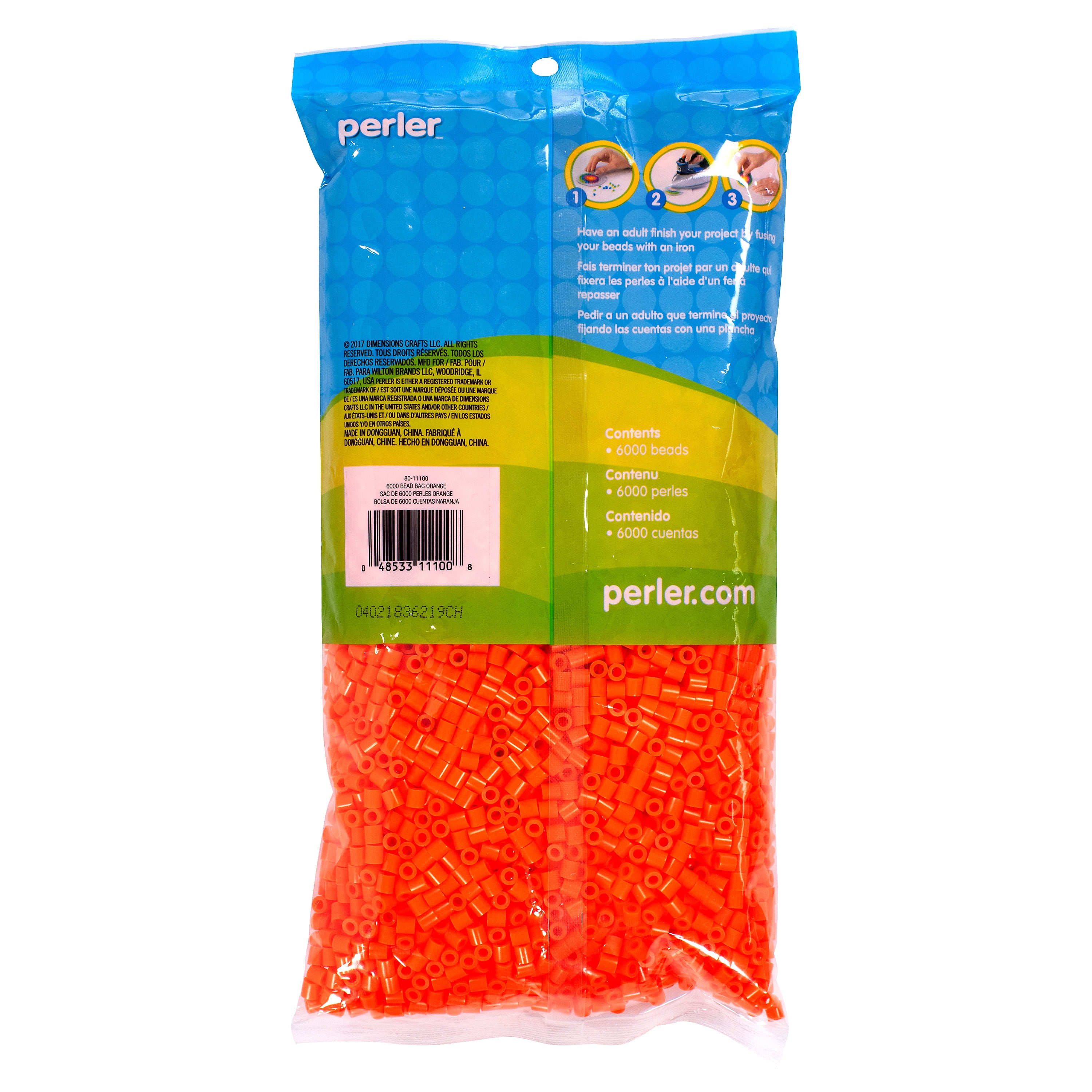 Perler 80-16091 Solid-Top Cap Fuse Beads, 750pcs, Orange – Perler