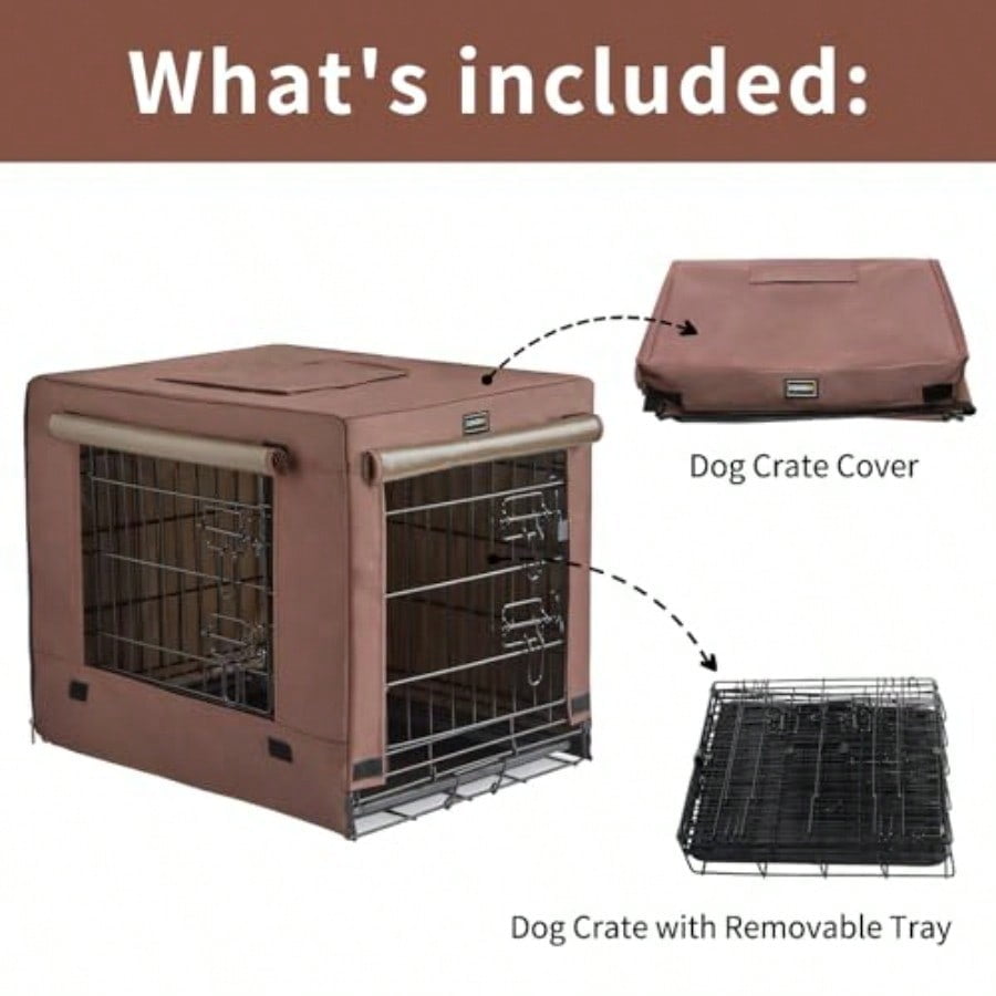 Dog Crates for Small Size Dogs Indoor Double Door Dog Kennels Houses for Puppy and Cats Collapsible Metal Contour Dog Cages Brown 24.0 L x 18.0 W x 20.0 H