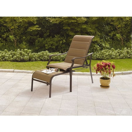 Mainstays Padded Sling Chair with Pull-Out Ottoman, Brown/Tan - Walmart.com