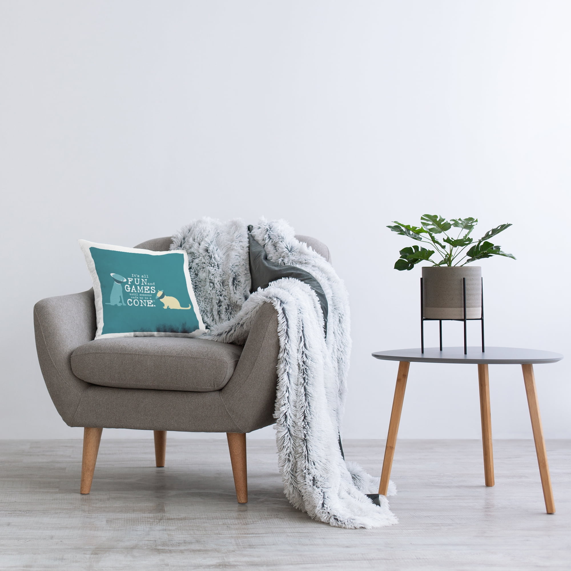 Stupell Industries Funny Cat & Dog Cone Decorative Printed Throw Pillow Design by Dog Is Good.