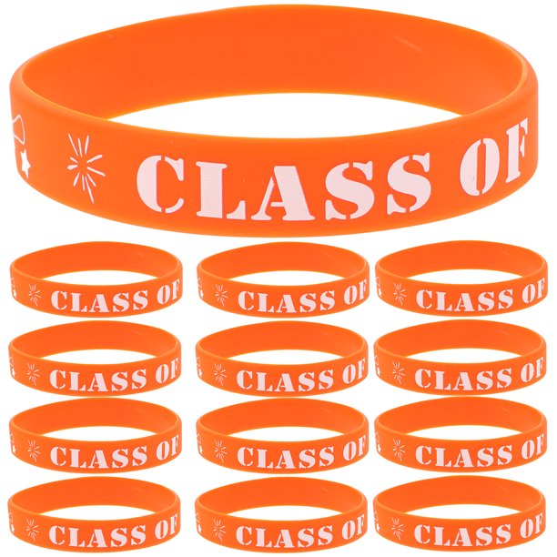 BRIGHTFUFU 20 piezas pulseras de graduación de clase 2025, pulseras de silicona para felicitaciones de graduación, accesorios para fiesta de graduación de escuela secundaria y universidad