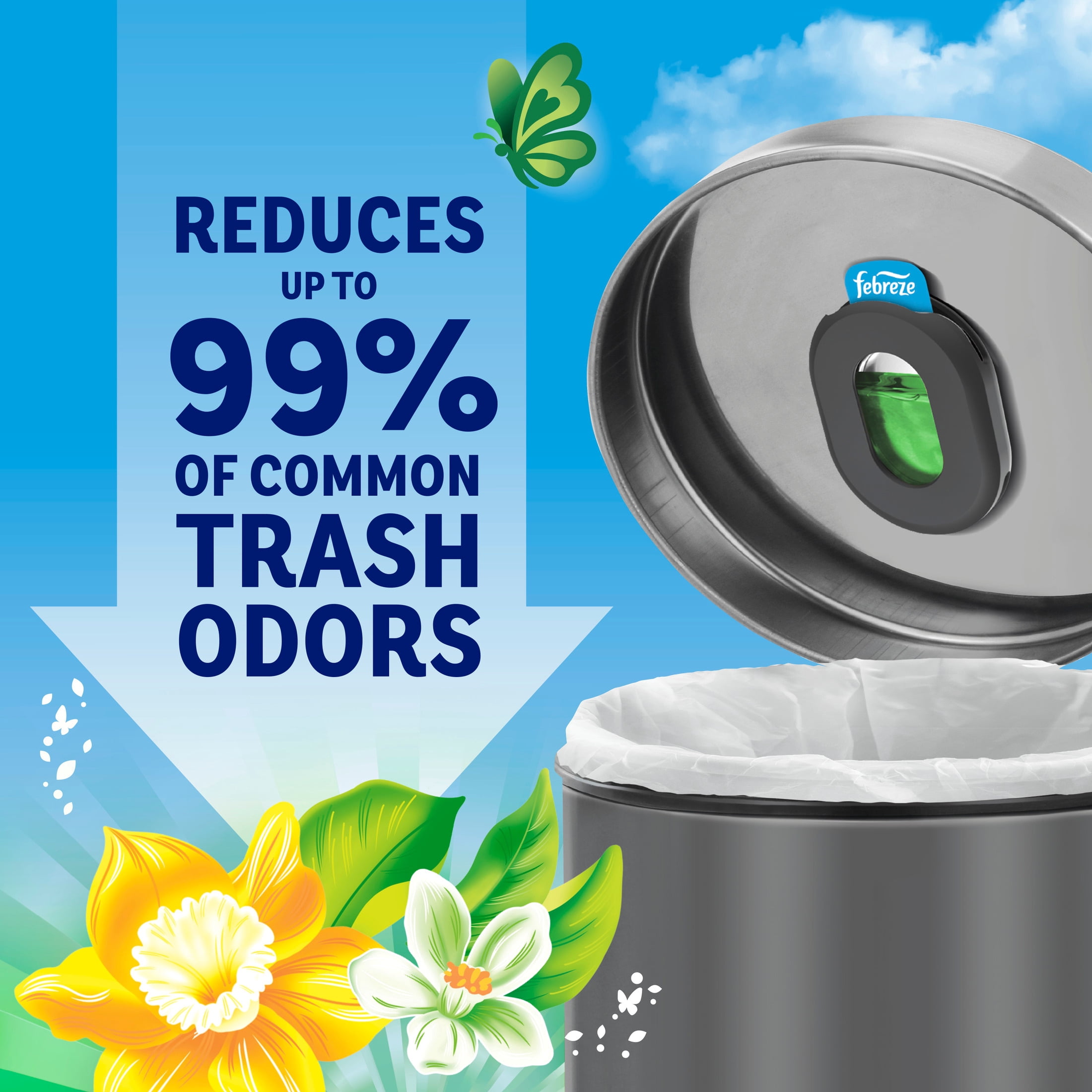 Febreze Trash Odor Fighter, Gain Original Scent, 1 Holder + 1 Refill