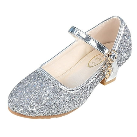 

nsendm Children Shoes Girls Fashion Stage High Heel Dance Performance Princess Single Shoes 7c Girl Shoes Silver 6 Years