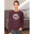 thumbnail image 2 of 70S Retro Good Times Badge Sweatshirt Women -Image by Shutterstock, Female Medium, 2 of 4