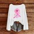 thumbnail image 2 of Women's Breast Cancer Shirts Casual Long Sleeve Crew Neck Cute Ribbon Love Print Tees Fashion Loose Tops Fall Clothes (S, White), 2 of 4