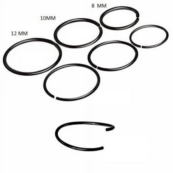 Nose Ring Hoop Black IP Surgical Steel Universal Jewelry 22G 8MM 10MM 12MM