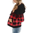 thumbnail image 3 of DYMADE Women Striped Plaid Gradient Colorblock Fleece Terry Long Sleeved Hooded Sweatshirt, 3 of 6