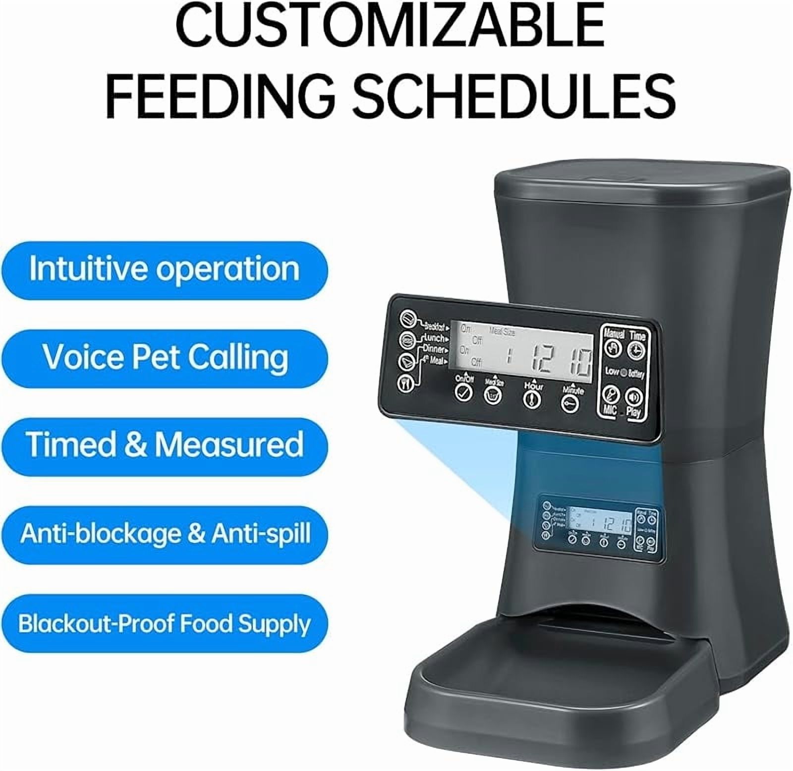 Extra Large 9L Automatic Dog Feeder, Timer-Controlled Pet Food Dispenser with Portion Control, Voice Recording, Battery & Plug-In Power for Large Dogs, Black