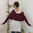 thumbnail image 4 of yuCgh Multifunctional Scarf with Sleeves for Women, Knitted Scarf Sweater Wrap, Boho Pashmina Scarf Cape,Wine, 4 of 4