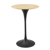 Bar Table, Round, Wood, Metal Steel, Black Brown Natural, Modern Contemporary Urban Design, Bar Pub Cafe Bistro Hotel Restaurant Hospitality