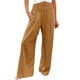thumbnail image 1 of Pantalones anchos de lino de cintura alta para mujer: pantalones palazzo con cintura elástica y bolsillos para la playa/informal (S-XXL), 1 of 2