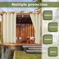 thumbnail image 6 of LiveGo Blackout Outdoor Patio Curtains - Weatherproof, Sun Blocking, UV and Fade Resistant Cabana Grommet Top Curtains for Gazebo, Front Porch, Pergola, Yard, 52*108 in, 2 Panel, Beige, 6 of 11