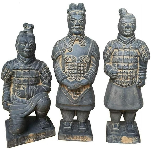Terracotta Warriors Statues Set Box, Xian China Army Figurine (Set of 3)