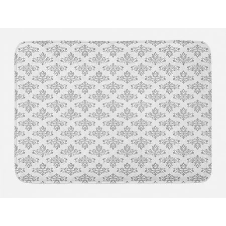 

Abstract Bath Mat Simplistic Chandelier Modernized Damask Elements Print on Plain Backdrop Plush Bathroom Decor Mat with Non Slip Backing 29.5 X 17.5 White and Pale Grey by Ambesonne