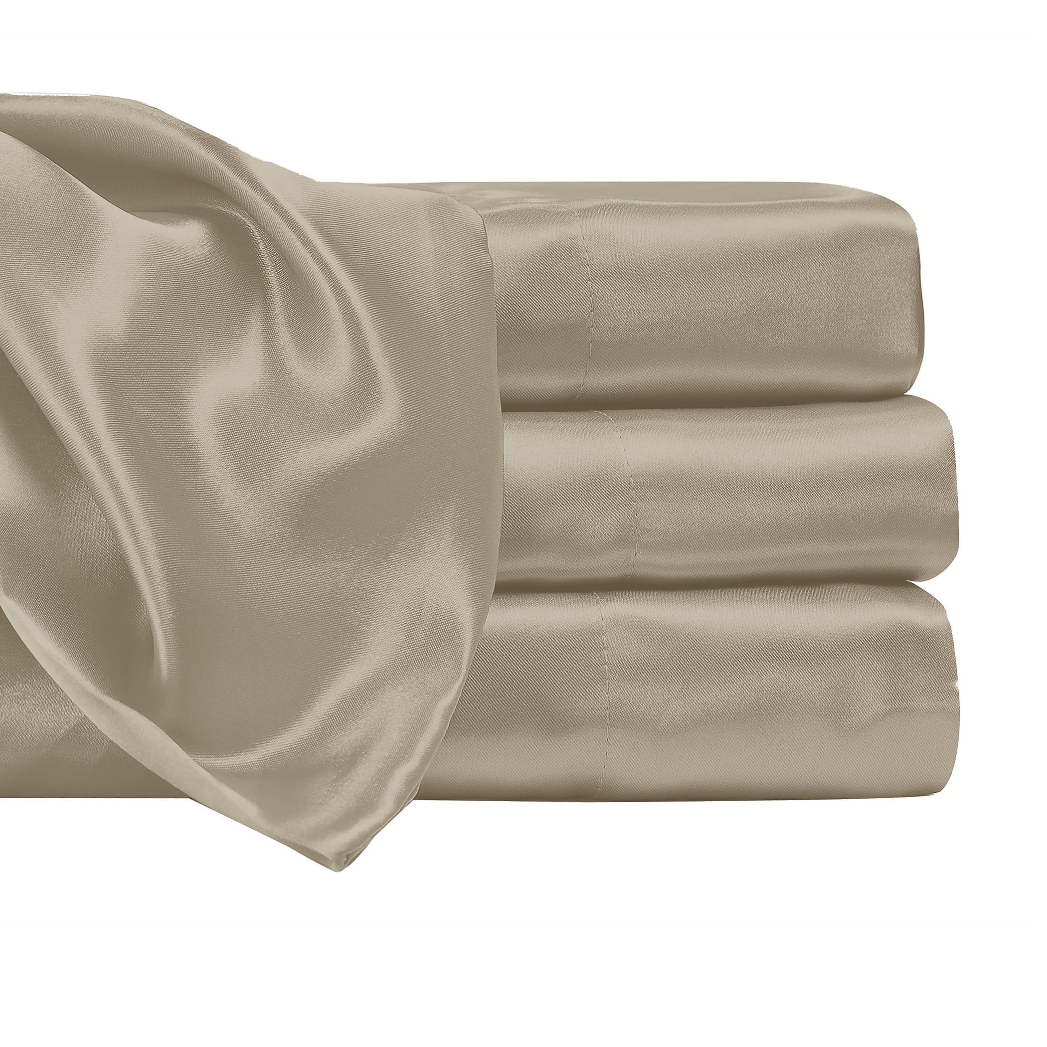 Satin Radiance 230 Thread Count Brown Polyester Sheet Sets, Queen, (4 Pieces )