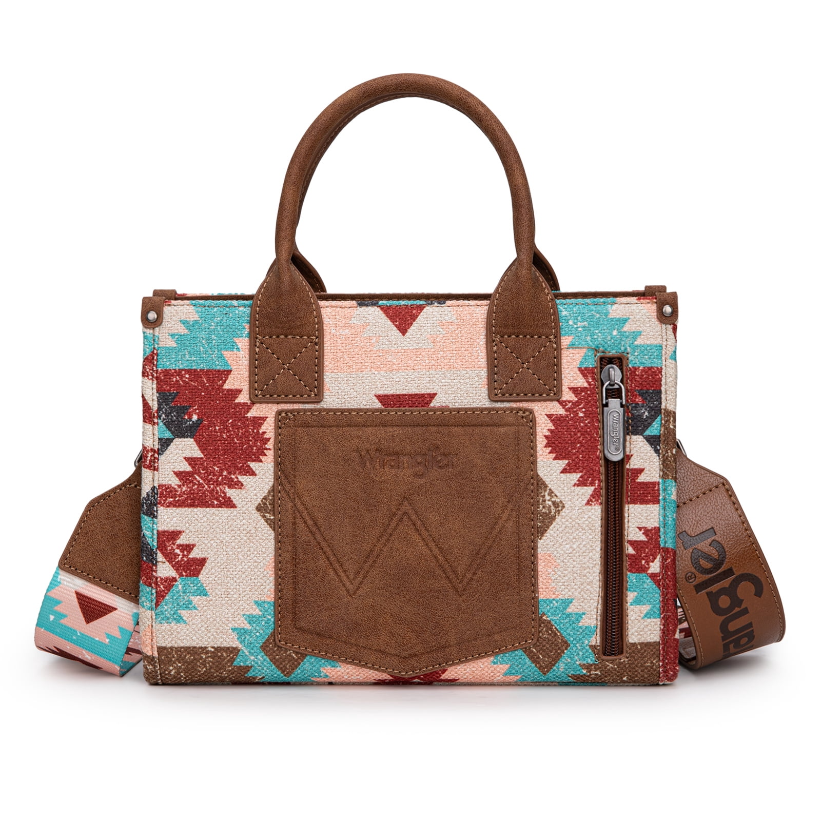 Montana West Women's Wrangler Purse - Stylish Western Aztec Tote Bag with Guitar Strap Boho Chic Design for Every Occasion, Brown