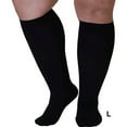 thumbnail image 4 of 2 Pairs Compression Socks Wide Calf Health Care Skin Color Multicolored Practical Knee-High Support Foot Compressor Black/Toe Cover L, 4 of 8