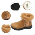 thumbnail image 5 of Womens Furry Mid Calf Snow Boots Fashion Casual Suede Wide Toe Fleece Lined Fuzzy Winter Walking Ankle Booties Brown Size 9.5, 5 of 8