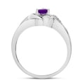 thumbnail image 5 of 10k White Gold Round Amethyst And Diamond Heart Ring, 5 of 6