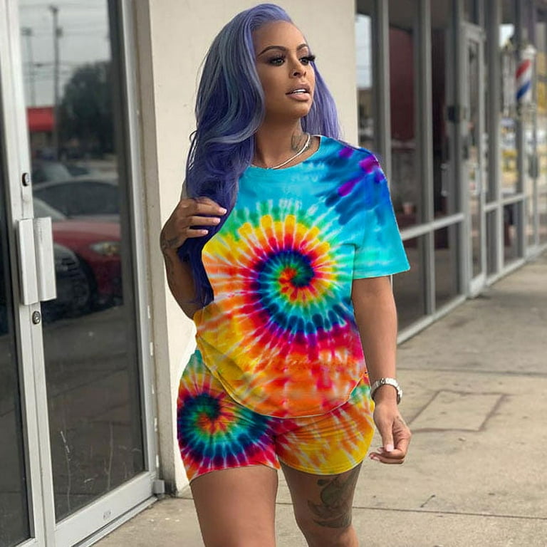 Tie dye short sets women 2 piece outfits sexy two piece outfit for