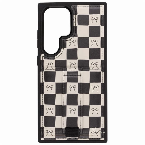 Walli Cases Samsung S23 Ultra Phone Case with Wallet and Finger Strap - Bow Noir