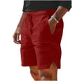 thumbnail image 3 of Admvng Men's Linen Shorts Casual Drawstring Elastic Waist Summer Beach Vacation Yoga Golf Shorts with Pockets, 3 of 5