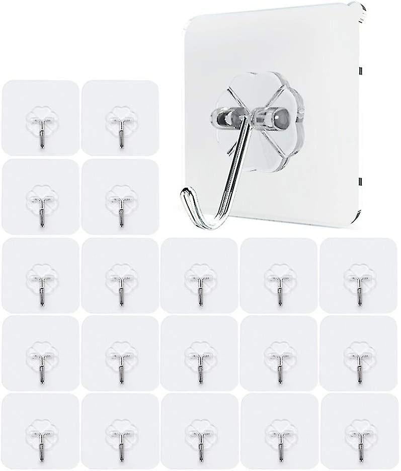 Volunx 10 Ganchos Transparentes Autoadhesivos Resistentes Al Agua, 15 Kg, Plástico Fuerte Para Baño, Cocina, Pared, Puerta, Metal, Azulejos, Madera, Cerámica, Para Hacer Guirnaldas