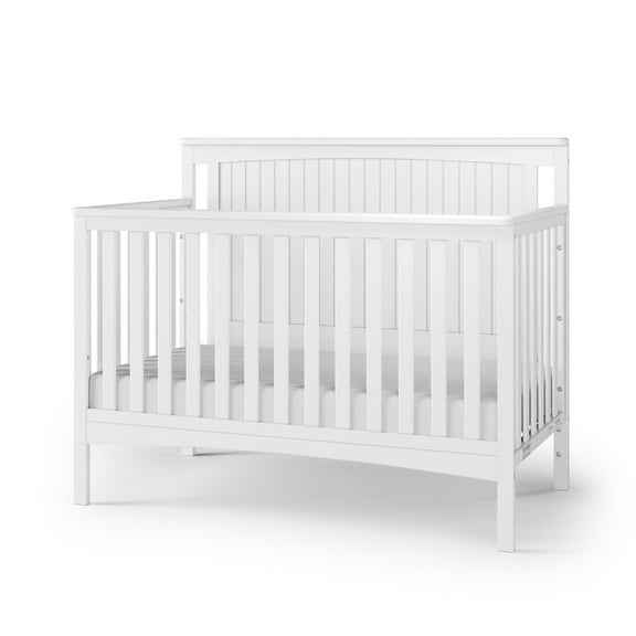 Child Craft Scout 4-in-1 Convertible Crib, Beadboard Panel Design, 3 Mattress Heights, Matte White