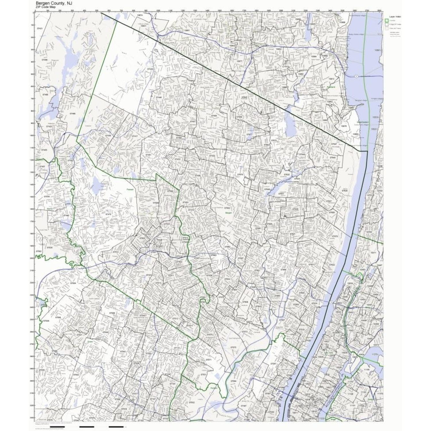 Bergen County New Jersey NJ ZIP Code Map Not Laminated Walmart bergen-county-new-jersey-nj-zip-code-map-not-laminated-walmart