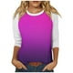 thumbnail image 1 of Camisas de Manga Corta para las Mujeres, 3/4 Manga Color Sólido Gradiente Impreso Cuello Redondo Casual Top Hecho de Tejido Súper Suave, Blusas de Manga Corta para las Mujeres, 1 of 5