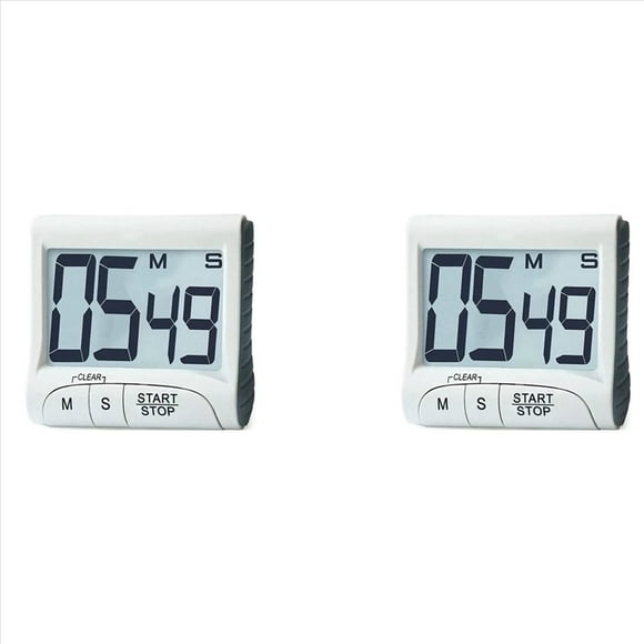 2X Digital Kitchen Timer&Stopwatch,Bold Digits, Simple Operation, Loud Alarm,Magnetic Kickstand for Cooking,2 x timer,White