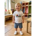 thumbnail image 3 of BemeyourBBs Toddler Baby Boy Back To School Outfit Pre Kindergarten Outfits Little Baby Boy Summer Clothes Casual Apple Pencil In Tractor Embroidered Short Sleeve T-Shirt and Pockets Shorts 2 Pcs Set, 3 of 9