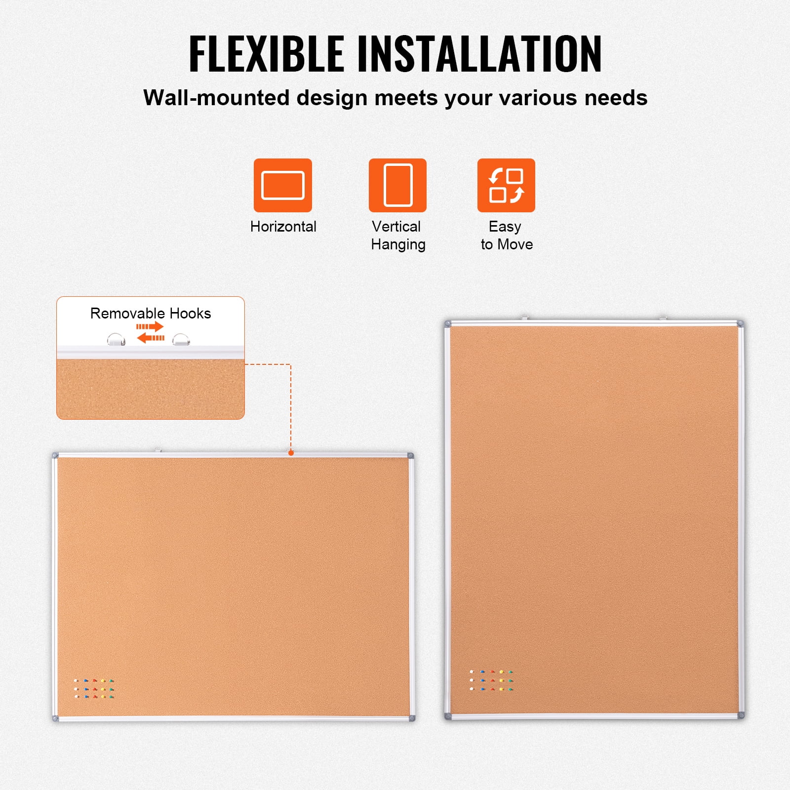 KFFKFF 48"x36" Expansive Cork Board - Bulletin Board for Wall Mounting - Ideal for Educational Institutions, Residences, Workplaces
