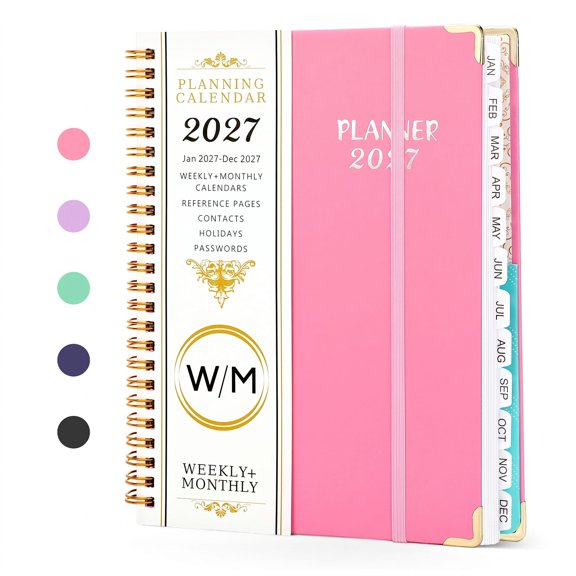 SUOSDEY Planner 2027,Weekly Monthly Planner Calendar Notebook with Tabs(Jan-Dec.2027,6.3"x8.5")