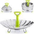 thumbnail image 5 of Steam Tray Foldable Food Steamer Vegetables Fruit Food Basket Mesh Steam Rack Cooking Utensil, 5 of 5