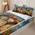 thumbnail image 3 of Homewish Highland Cow Flower Crown Meadow Zipper Full Size Comforter Sets with Fitted Sheet and 2 Pillowcases,Beige Multicolor Rustic Zipper Bedding Set,Polka Dots Reversible,4 Pieces, 3 of 7
