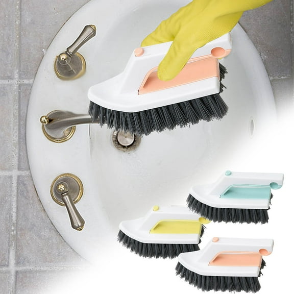 2-in-1 Multi-Functional Hard Bristle Cleaning Brush | Crevice Scrubber for Bathroom, Toilet, Floor, Wall & Corner Cleaning | Durable Bristles | Compact Design | 18x157x9cm | Blue/Yellow