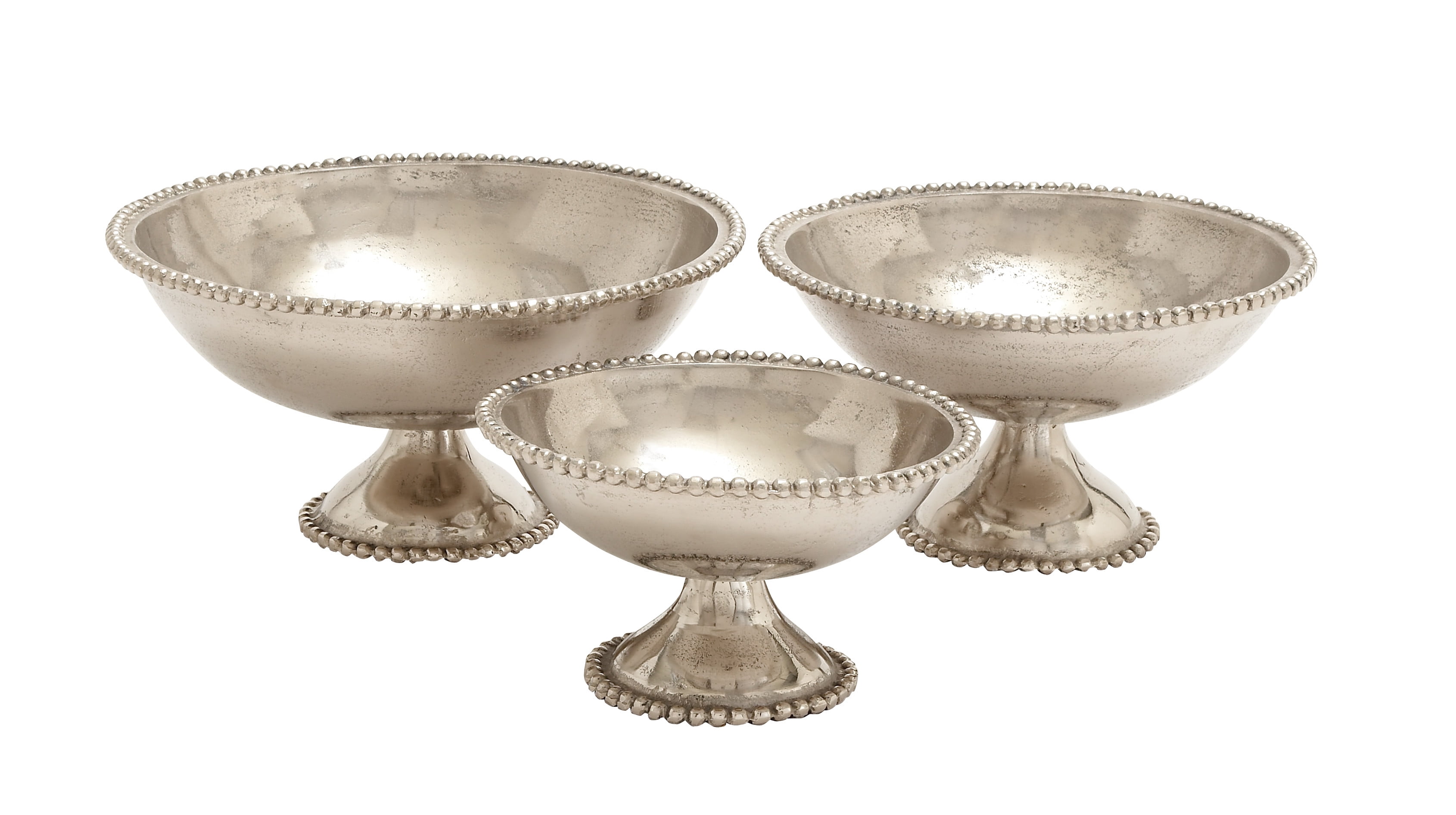 New Decorative Textured Silver Pedestal Bowl with Round Foot Made in India 