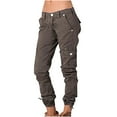 thumbnail image 2 of OKBOP High Waist Women'S Cargo Pants Casual Full Length 2023 Cuffed Trousers Ladies Slim Fit Travel Combat with Pockets Work Pants, 2 of 5